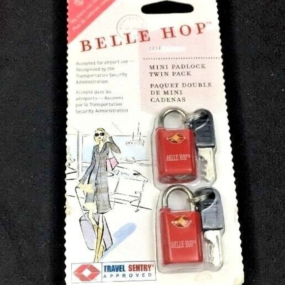 Belle Hop Mini Padlock Twin Pack Red TSA - Picture 1 of 1